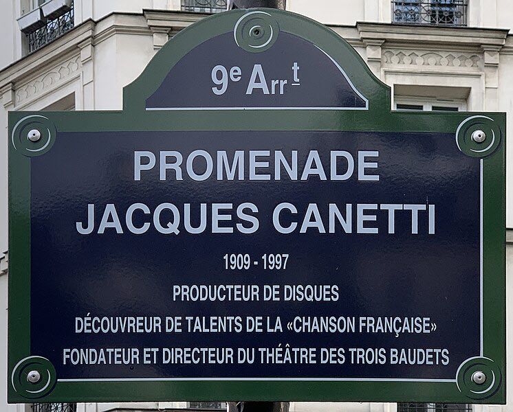 Plaque Jacques Canetti à Paris