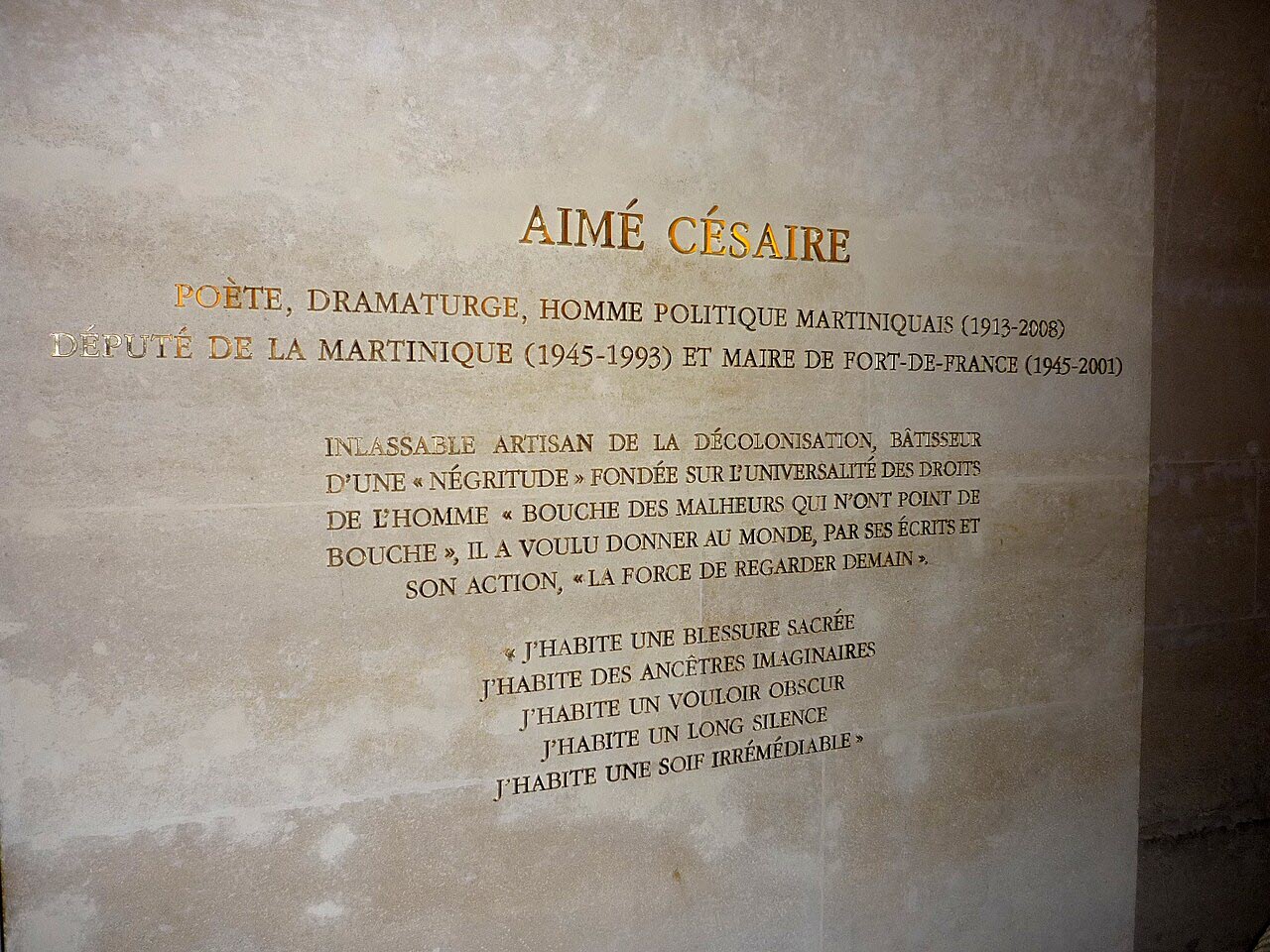 Plaque commémorative au Panthéon