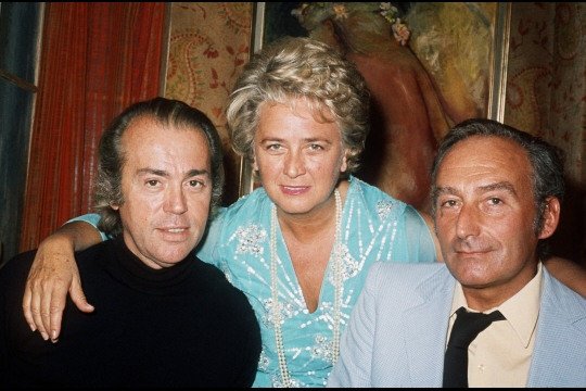 Pierre Barillet (à droite) avec son complice Jean-Pierre Grédy et l'une de leurs actrices fétiches, Jacqueline Maillan. Photo AFP