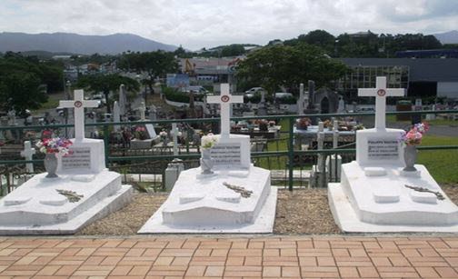 Les tombes de Maurice, Octave et Philippe au cimetière 4 de Nouméa (Photo Olivier Schillé