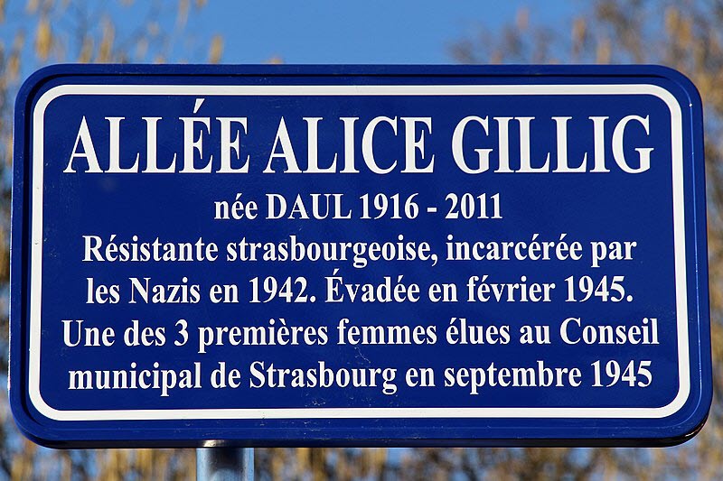 Plaque commémorative pour Alice Gillig